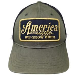 Rural Cloth Trucker Hat Green Black America We Grow Beer Mesh Patch OS Snapback